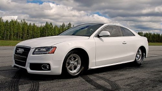 Illustration for article titled Watch an Audi A5 transform into a drag car